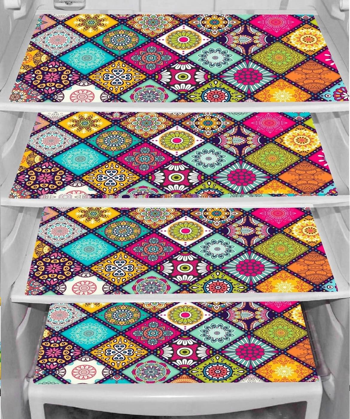     			DPA Collection PVC Abstract Printed Fridge Mats ( 44 29 ) Pack of 4 - Multicolor