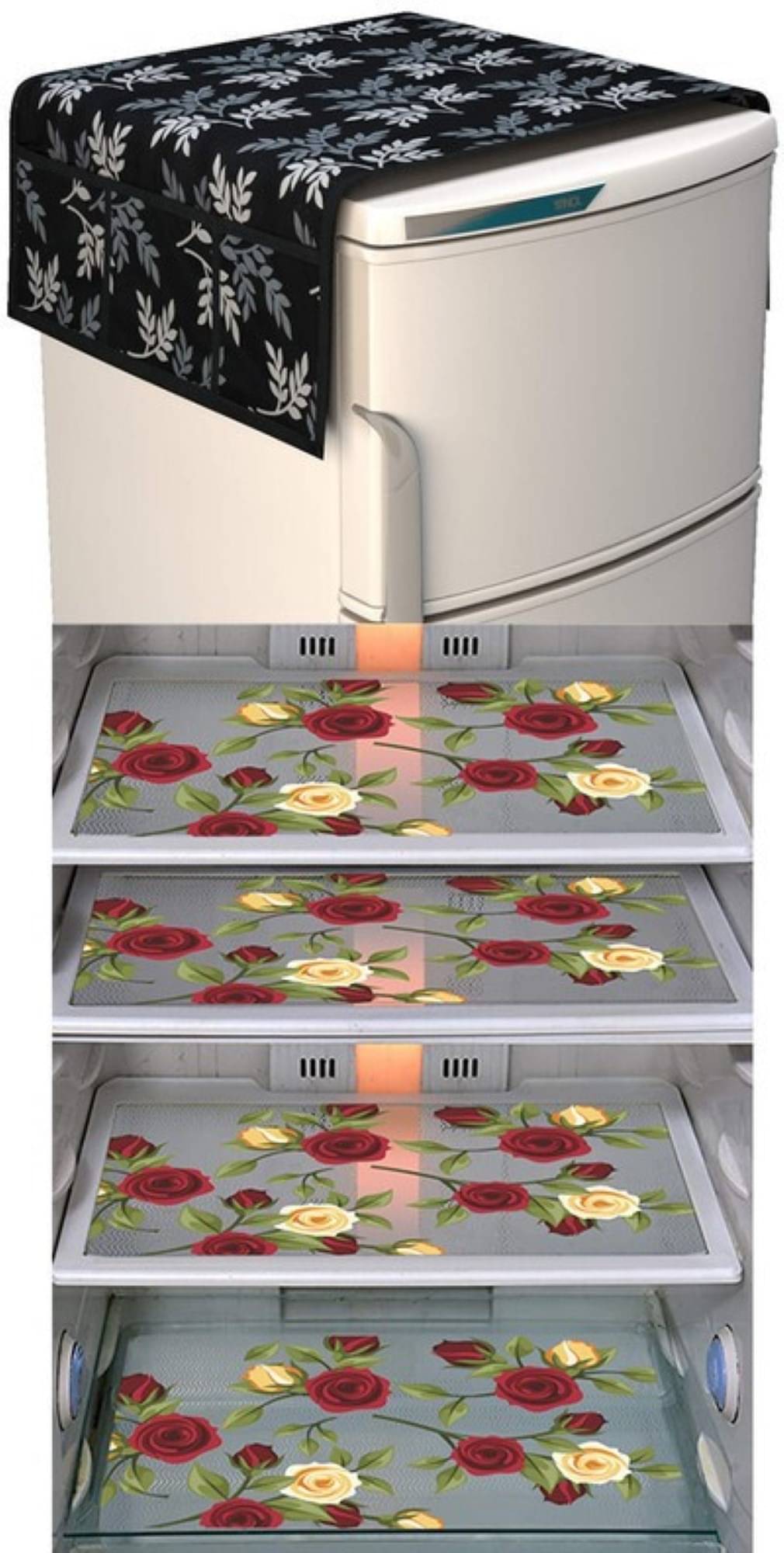     			DPA Collection PVC Abstract Printed Fridge Covers ( 44 29 ) Pack of 1 - Beige