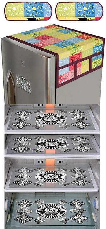     			DPA Collection PVC Abstract Printed Fridge Covers ( 44 29 ) Pack of 1 - White