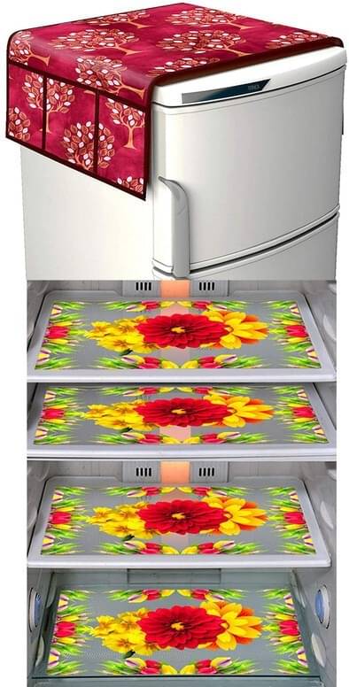 DPA Collection PVC Abstract Printed Fridge Covers ( 44 29 ) Pack of 1 - Yellow DPA Collection PVC Abstract Printed Fridge Covers ( 44 29 ) Pack of 1 - Yellow