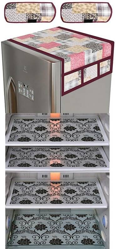     			DPA Collection PVC Abstract Printed Fridge Covers ( 44 29 ) Pack of 1 - Transparent