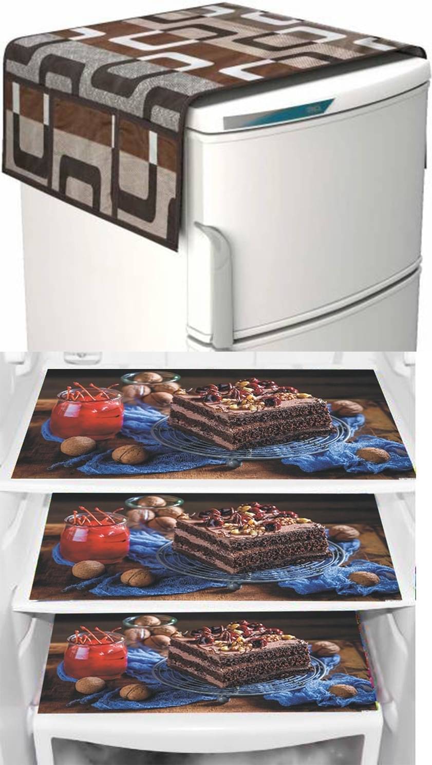     			DPA Collection PVC Abstract Printed Fridge Mats ( 44 29 ) Pack of 4 - Brown