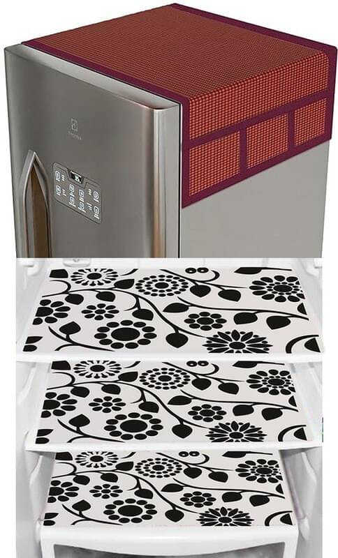     			DPA Collection PVC Abstract Printed Fridge Covers ( 44 29 ) Pack of 1 - Black