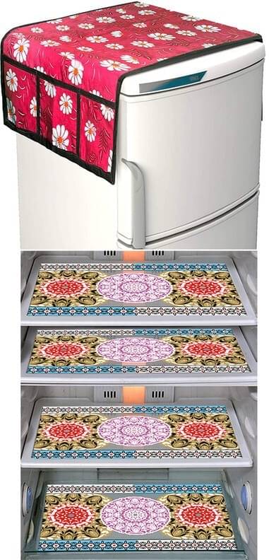     			DPA Collection PVC Abstract Printed Fridge Covers ( 44 29 ) Pack of 1 - Multicolor