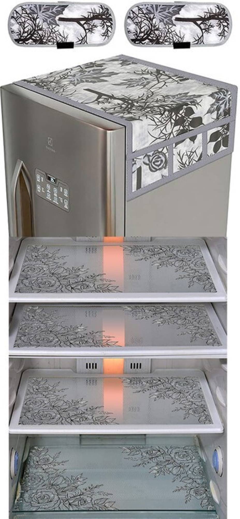     			DPA Collection PVC Abstract Printed Fridge Covers ( 44 29 ) Pack of 1 - Transparent