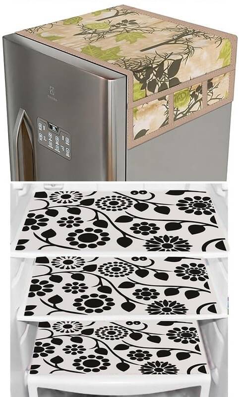 DPA Collection PVC Abstract Printed Fridge Covers ( 44 29 ) Pack of 1 - Black     			DPA Collection PVC Abstract Printed Fridge Covers ( 44 29 ) Pack of 1 - Black