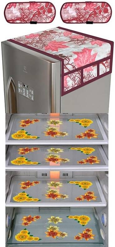     			DPA Collection PVC Abstract Printed Fridge Covers ( 44 29 ) Pack of 1 - Yellow