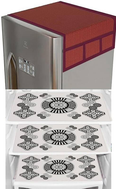 DPA Collection PVC Abstract Printed Fridge Covers ( 44 29 ) Pack of 1 - White DPA Collection PVC Abstract Printed Fridge Covers ( 44 29 ) Pack of 1 - White