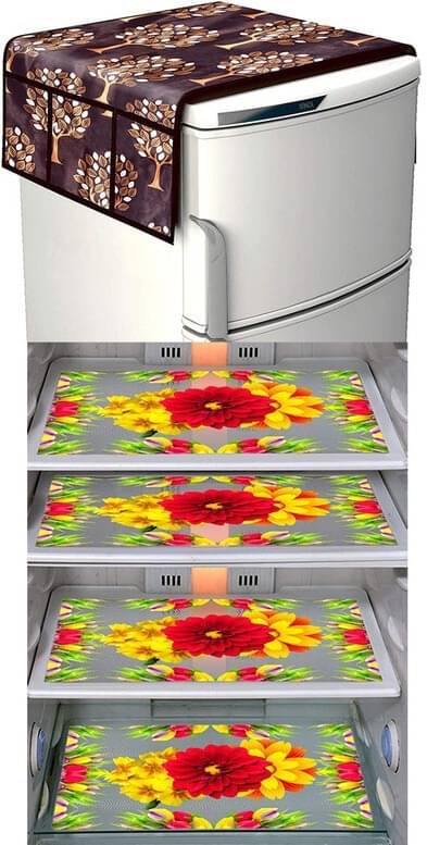 DPA Collection PVC Abstract Printed Fridge Covers ( 44 29 ) Pack of 1 - Yellow DPA Collection PVC Abstract Printed Fridge Covers ( 44 29 ) Pack of 1 - Yellow