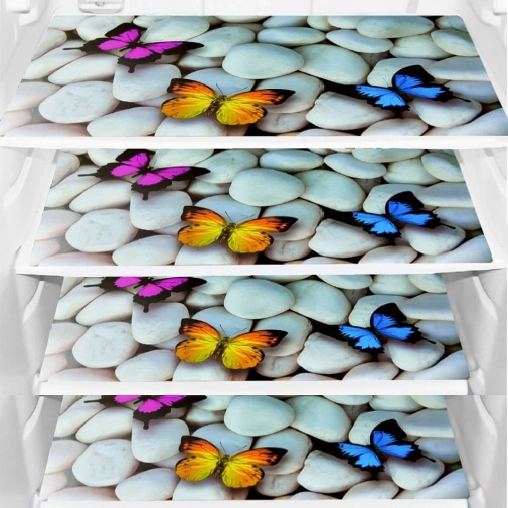 DPA Collection PVC Abstract Printed Fridge Mats ( 44 29 ) Pack of 4 - White DPA Collection PVC Abstract Printed Fridge Mats ( 44 29 ) Pack of 4 - White