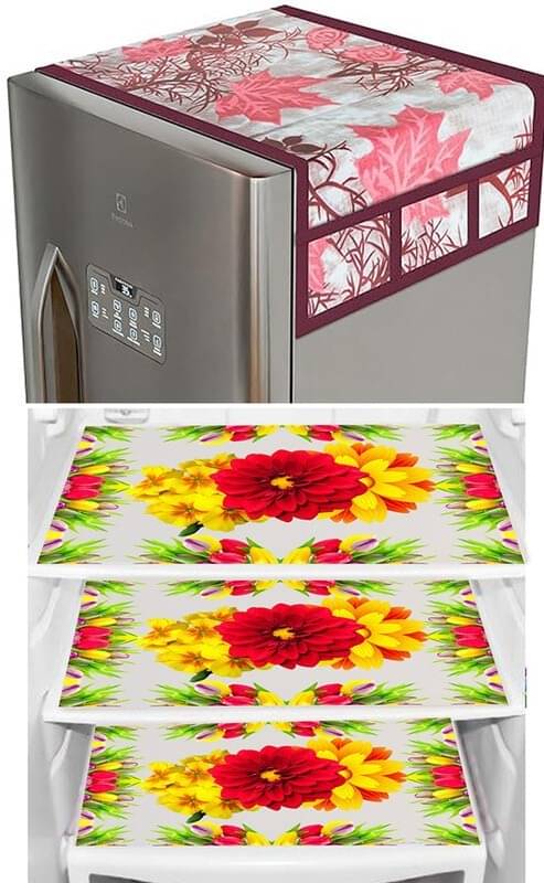    			DPA Collection PVC Abstract Printed Fridge Covers ( 44 29 ) Pack of 1 - Green