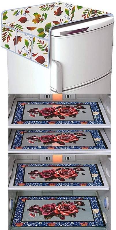     			DPA Collection PVC Abstract Printed Fridge Covers ( 44 29 ) Pack of 5 - Blue