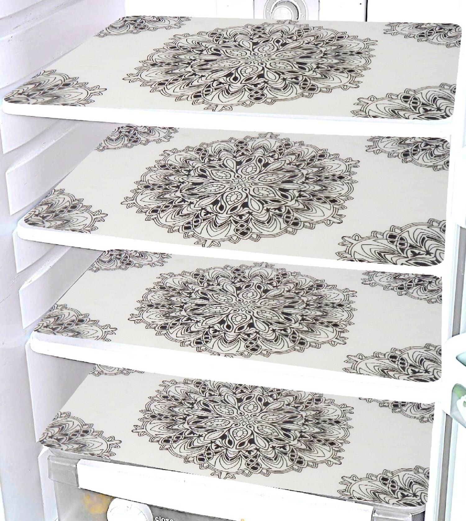 DPA Collection PVC Abstract Printed Fridge Mats ( 44 29 ) Pack of 4 - Beige DPA Collection PVC Abstract Printed Fridge Mats ( 44 29 ) Pack of 4 - Beige
