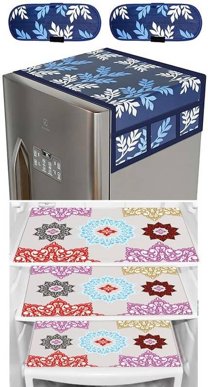     			DPA Collection PVC Abstract Printed Fridge Covers ( 44 29 ) Pack of 1 - Purple