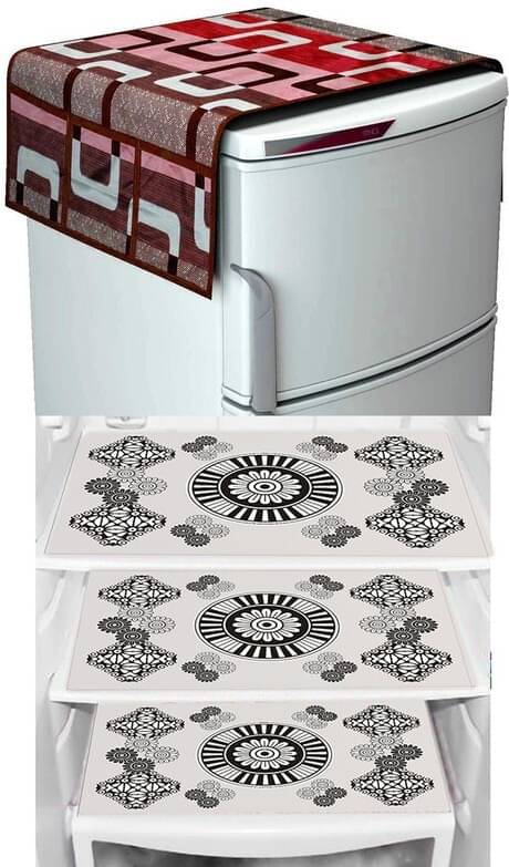 DPA Collection PVC Abstract Printed Fridge Covers ( 44 29 ) Pack of 4 - White DPA Collection PVC Abstract Printed Fridge Covers ( 44 29 ) Pack of 4 - White
