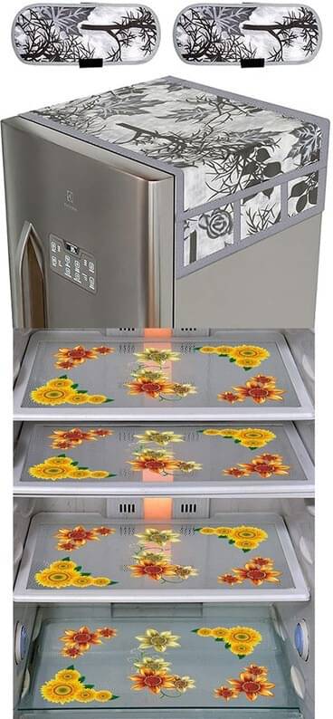     			DPA Collection PVC Abstract Printed Fridge Covers ( 44 29 ) Pack of 1 - Yellow
