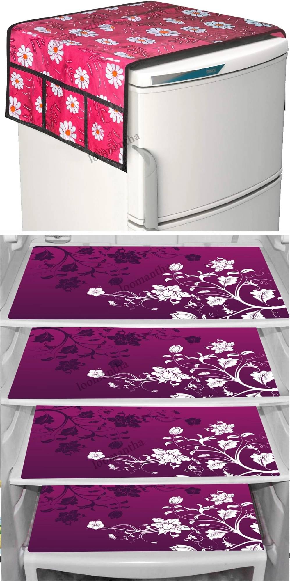     			DPA Collection PVC Abstract Printed Fridge Mats ( 44 29 ) Pack of 5 - Multicolor