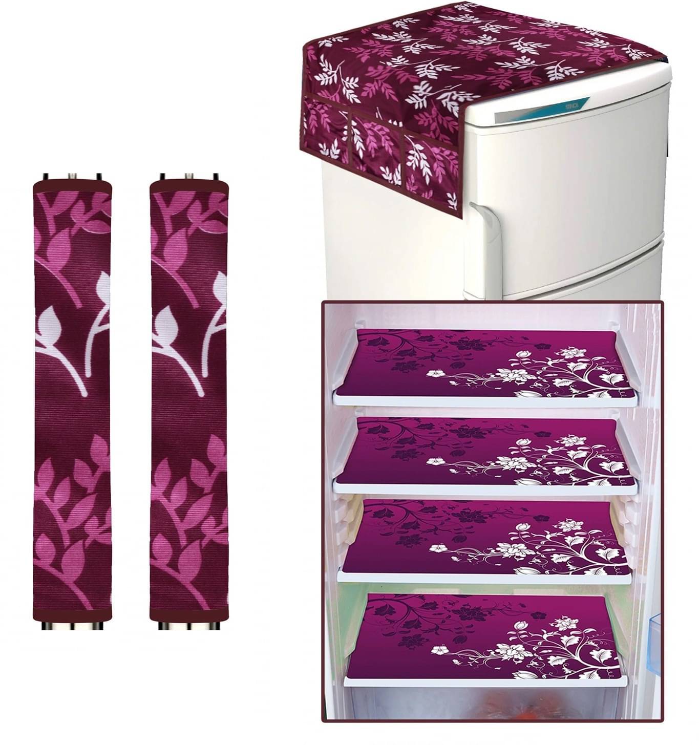     			DPA Collection PVC Abstract Printed Fridge Covers ( 44 29 ) Pack of 7 - Maroon