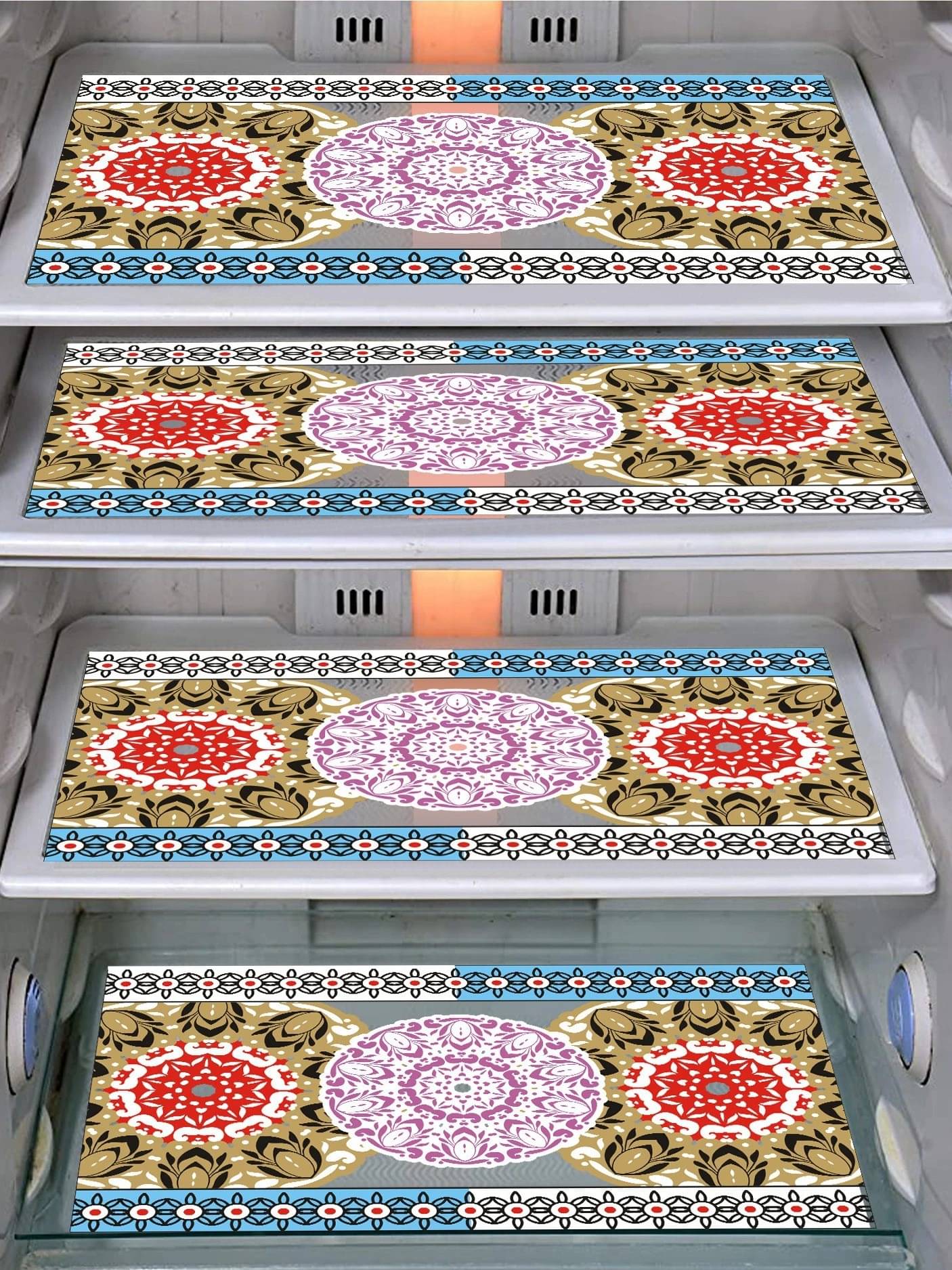     			DPA Collection PVC Abstract Printed Fridge Mats ( 44 29 ) Pack of 4 - Multicolor