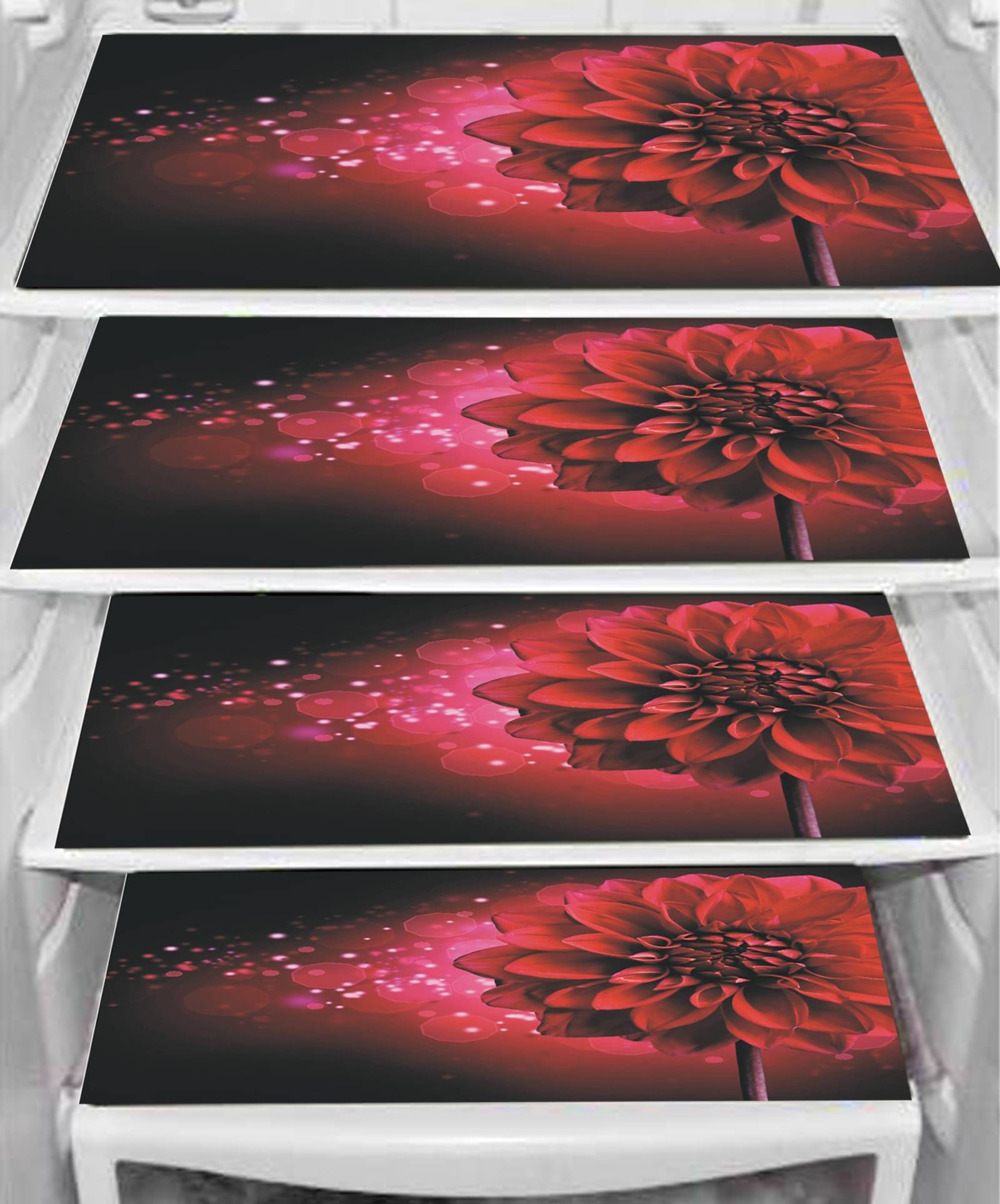     			DPA Collection PVC Abstract Printed Fridge Mats ( 44 29 ) Pack of 4 - Red