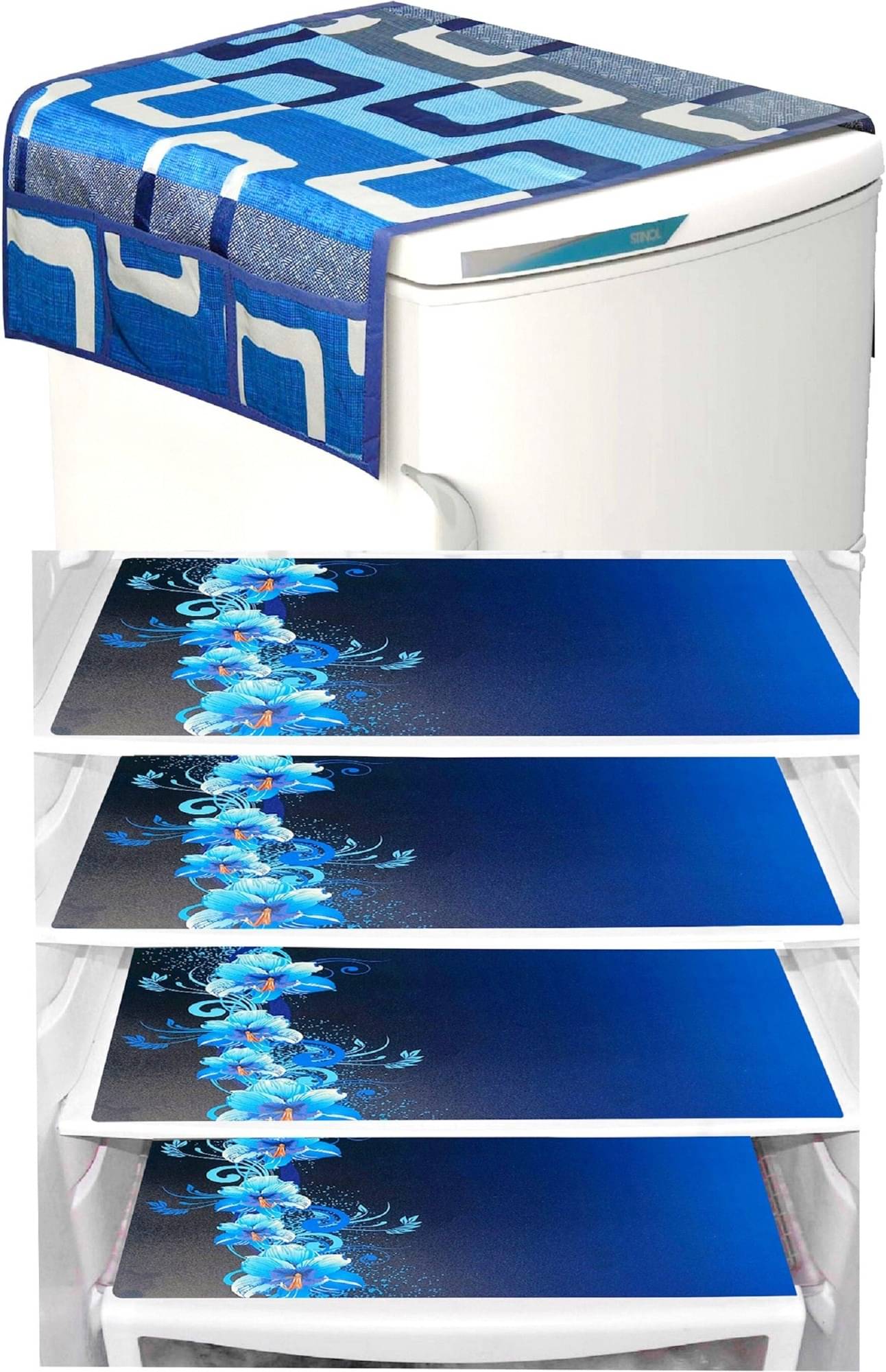 DPA Collection PVC Abstract Printed Fridge Mats ( 44 29 ) Pack of 5 - Blue     			DPA Collection PVC Abstract Printed Fridge Mats ( 44 29 ) Pack of 5 - Blue