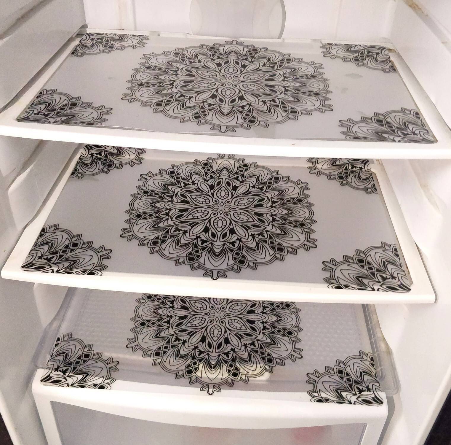     			DPA Collection PVC Abstract Printed Fridge Mats ( 44 29 ) Pack of 3 - Black