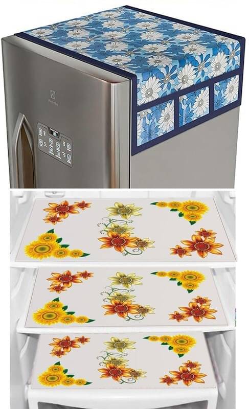 DPA Collection PVC Abstract Printed Fridge Covers ( 44 29 ) Pack of 1 - Yellow DPA Collection PVC Abstract Printed Fridge Covers ( 44 29 ) Pack of 1 - Yellow
