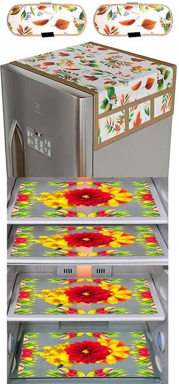     			DPA Collection PVC Abstract Printed Fridge Covers ( 44 29 ) Pack of 1 - Yellow