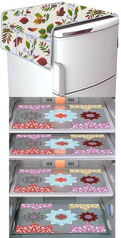     			DPA Collection PVC Abstract Printed Fridge Covers ( 44 29 ) Pack of 1 - Multicolor