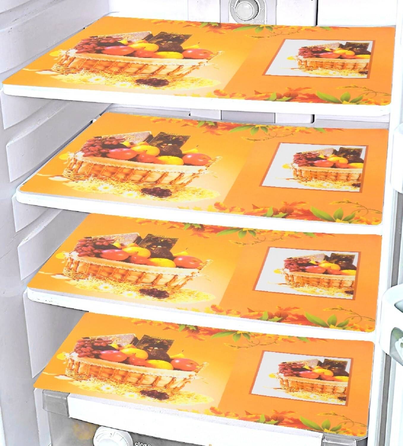     			DPA Collection PVC Abstract Printed Fridge Mats ( 44 29 ) Pack of 4 - Orange