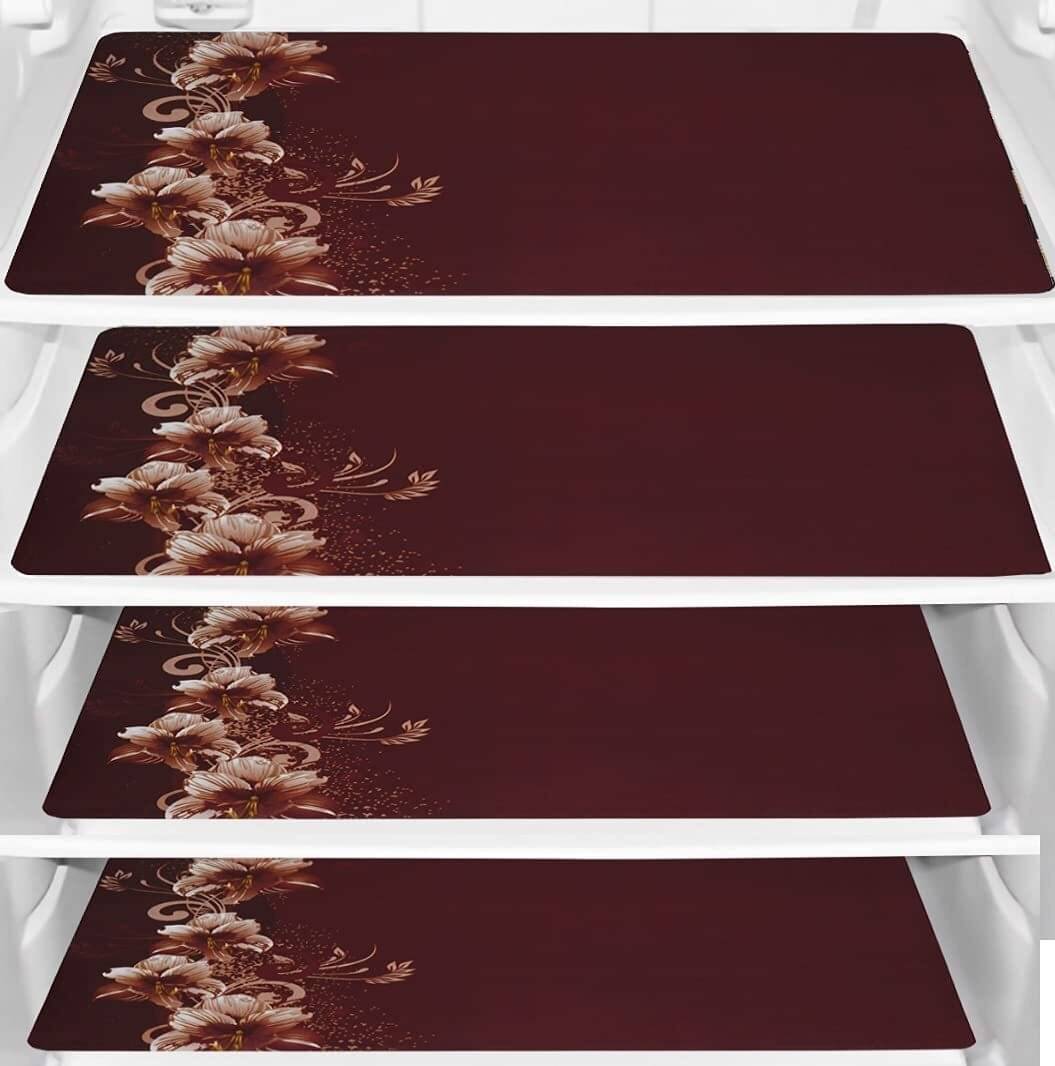     			DPA Collection PVC Abstract Printed Fridge Mats ( 44 29 ) Pack of 4 - Brown
