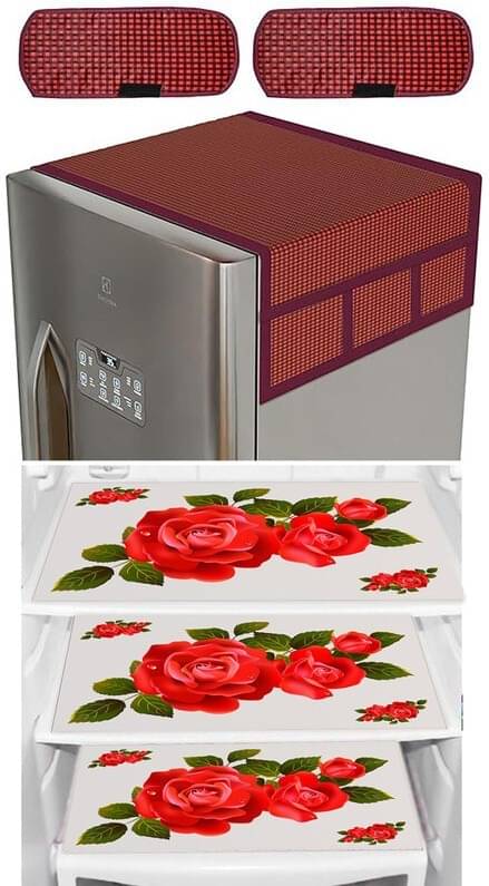     			DPA Collection PVC Abstract Printed Fridge Covers ( 44 29 ) Pack of 1 - Red