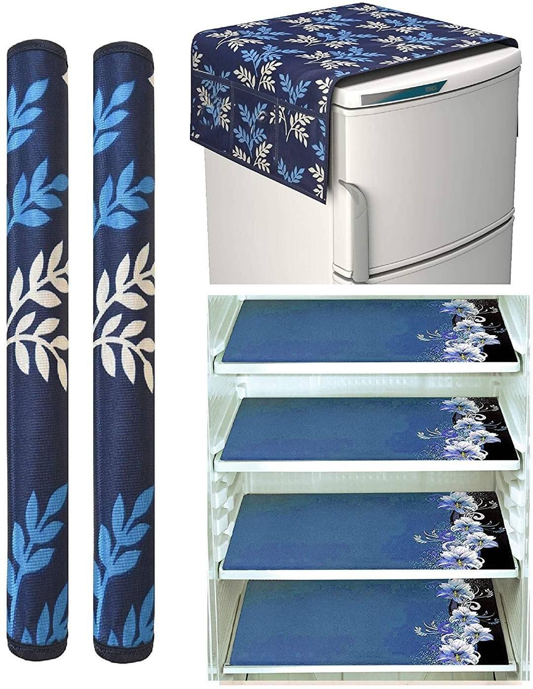     			DPA Collection Polyester Abstract Printed Handle Cover ( 44 29 ) Pack of 7 - Blue