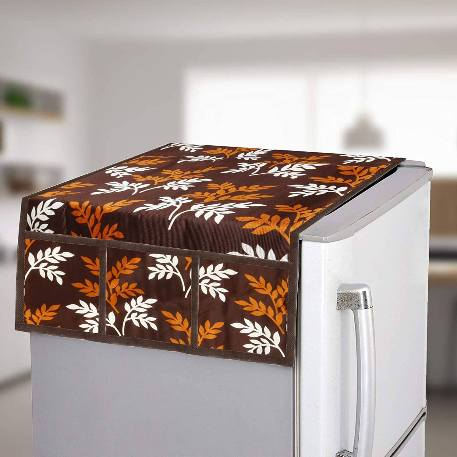     			DPA Collection Polyester Abstract Printed Fridge Covers ( 44 29 ) Pack of 1 - Brown
