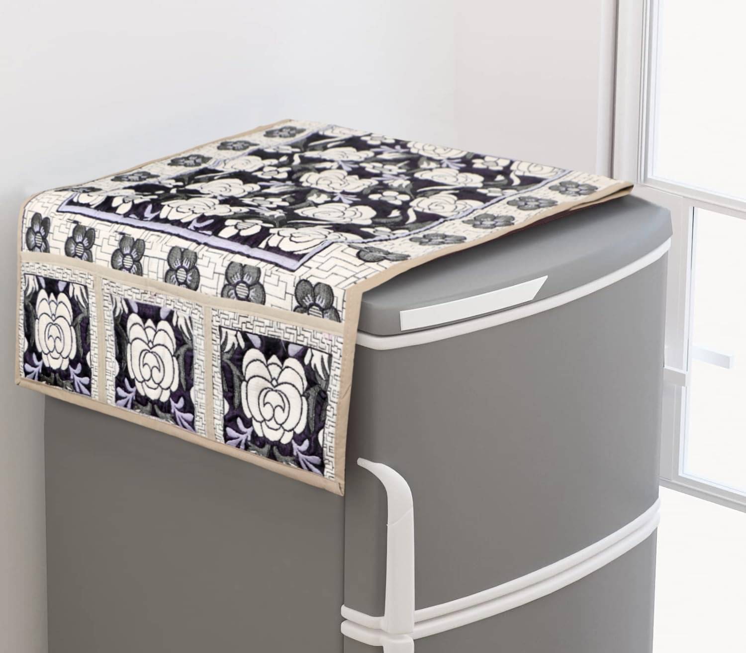 DPA Collection Polyester Abstract Printed Fridge Covers ( 44 29 ) Pack of 1 - Beige DPA Collection Polyester Abstract Printed Fridge Covers ( 44 29 ) Pack of 1 - Beige