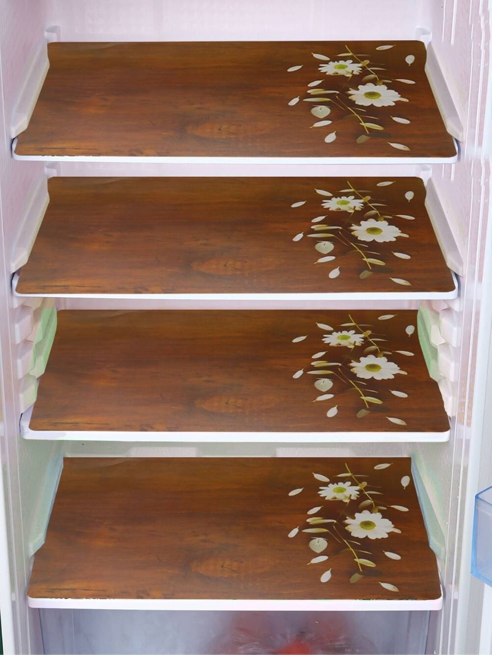     			DPA Collection Polyester Abstract Printed Fridge Mats ( 44 29 ) Pack of 4 - Brown