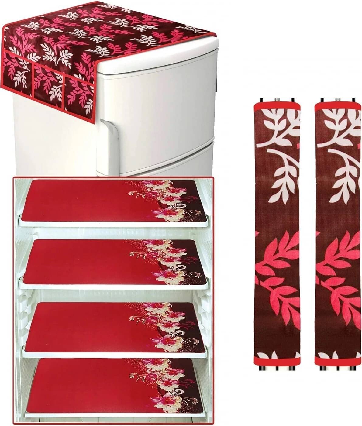 DPA Collection Polyester Abstract Printed Fridge Mats ( 44 29 ) Pack of 7 - Red     			DPA Collection Polyester Abstract Printed Fridge Mats ( 44 29 ) Pack of 7 - Red