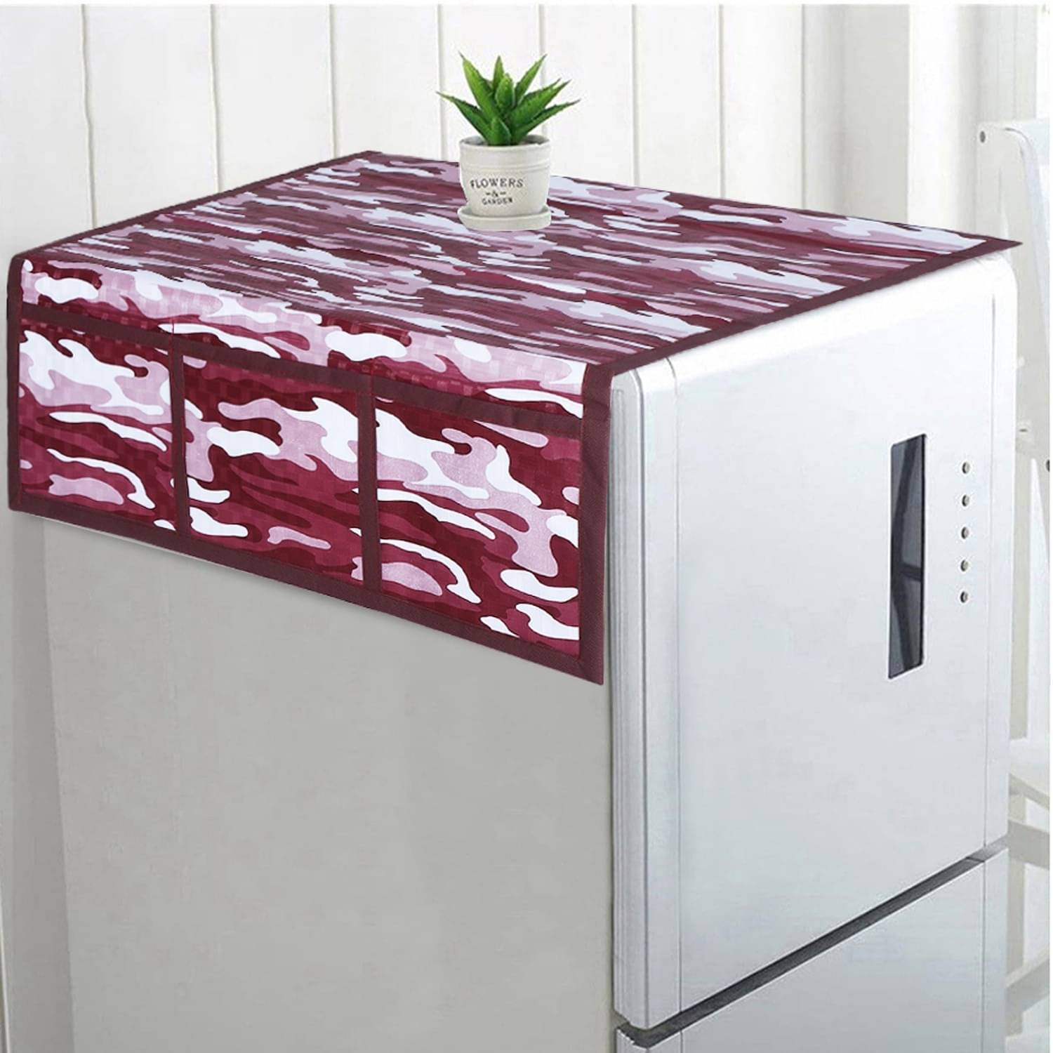     			DPA Collection Polyester Abstract Printed Fridge Covers ( 44 29 ) Pack of 1 - Maroon