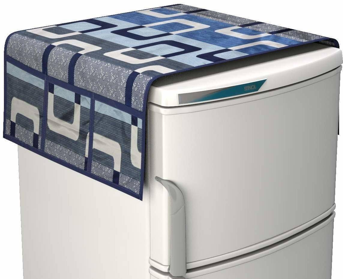     			DPA Collection Polyester Abstract Printed Fridge Covers ( 44 29 ) Pack of 1 - Blue