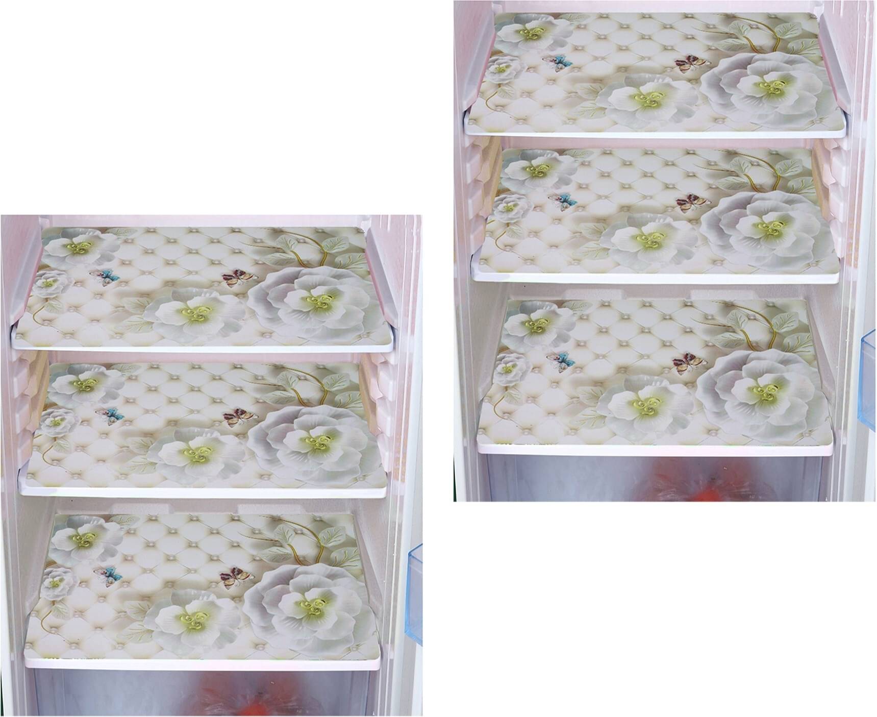     			DPA Collection Polyester Abstract Printed Fridge Mats ( 44 29 ) Pack of 6 - White