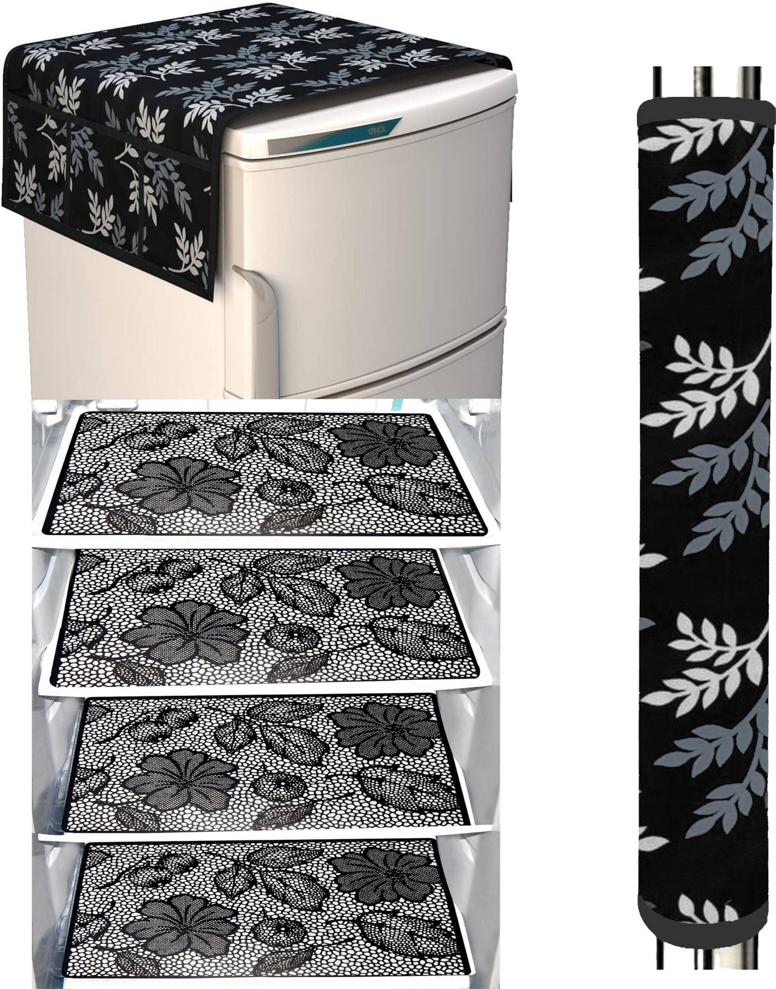 DPA Collection Polyester Abstract Printed Fridge Covers ( 44 29 ) Pack of 1 - Black     			DPA Collection Polyester Abstract Printed Fridge Covers ( 44 29 ) Pack of 1 - Black