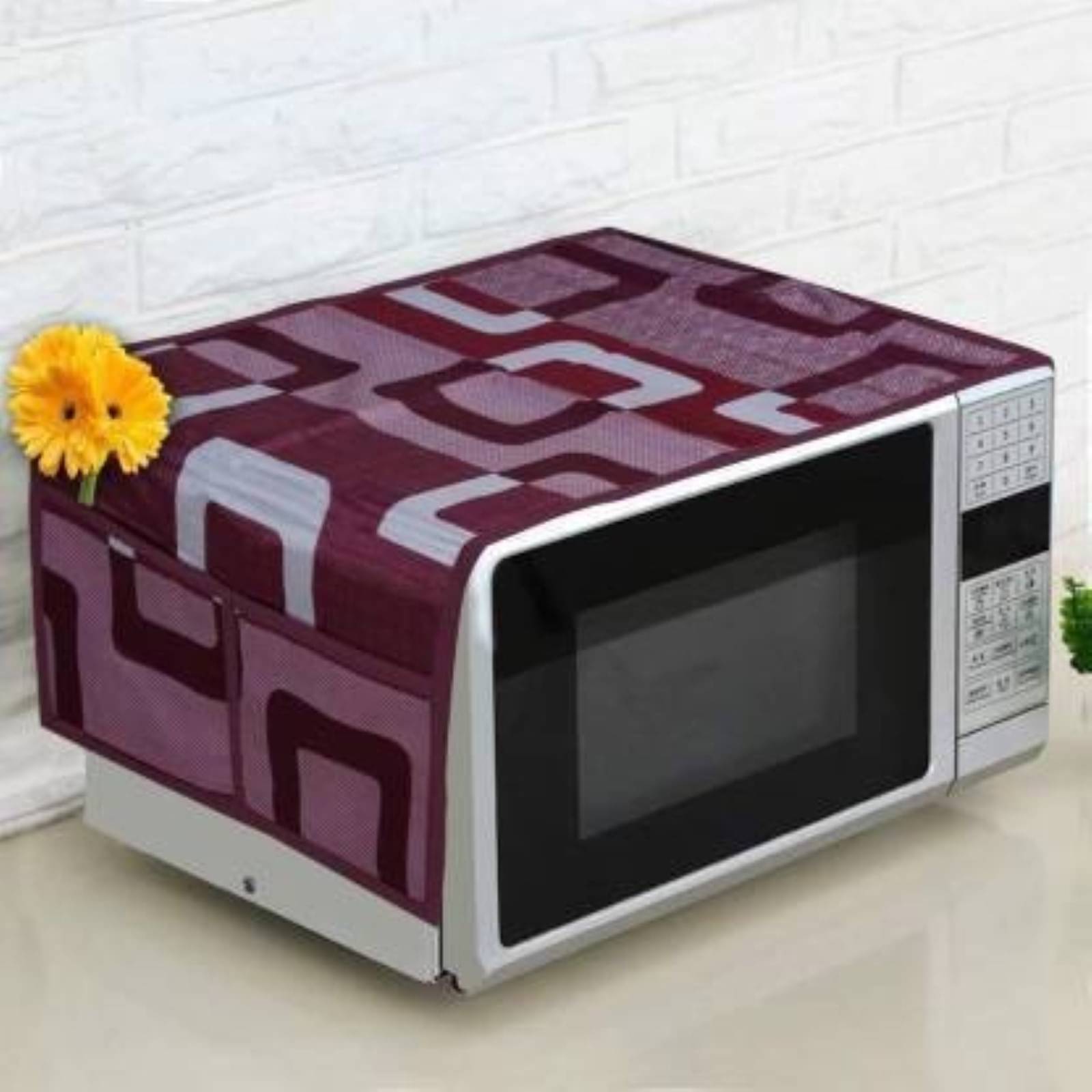 DPA Collection Single Polyester Maroon Microwave Oven Cover -     			DPA Collection Single Polyester Maroon Microwave Oven Cover -