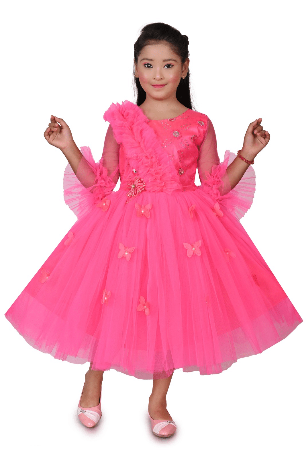 DS DRESSES Net Frock For Girls ( Pack of 1 , Pink ) DS DRESSES Net Frock For Girls ( Pack of 1 , Pink )