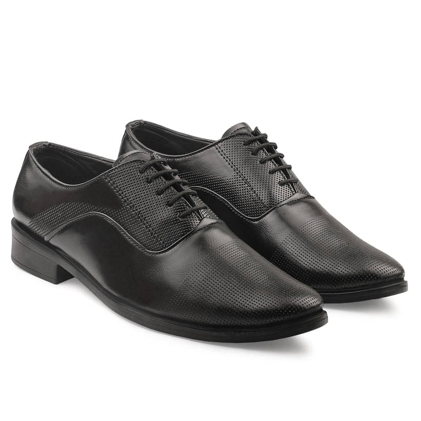     			DUSK N DAZZLING Black Men's Oxford Formal Shoes