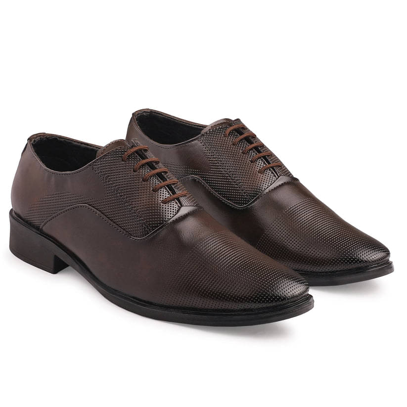     			DUSK N DAZZLING Brown Men's Oxford Formal Shoes