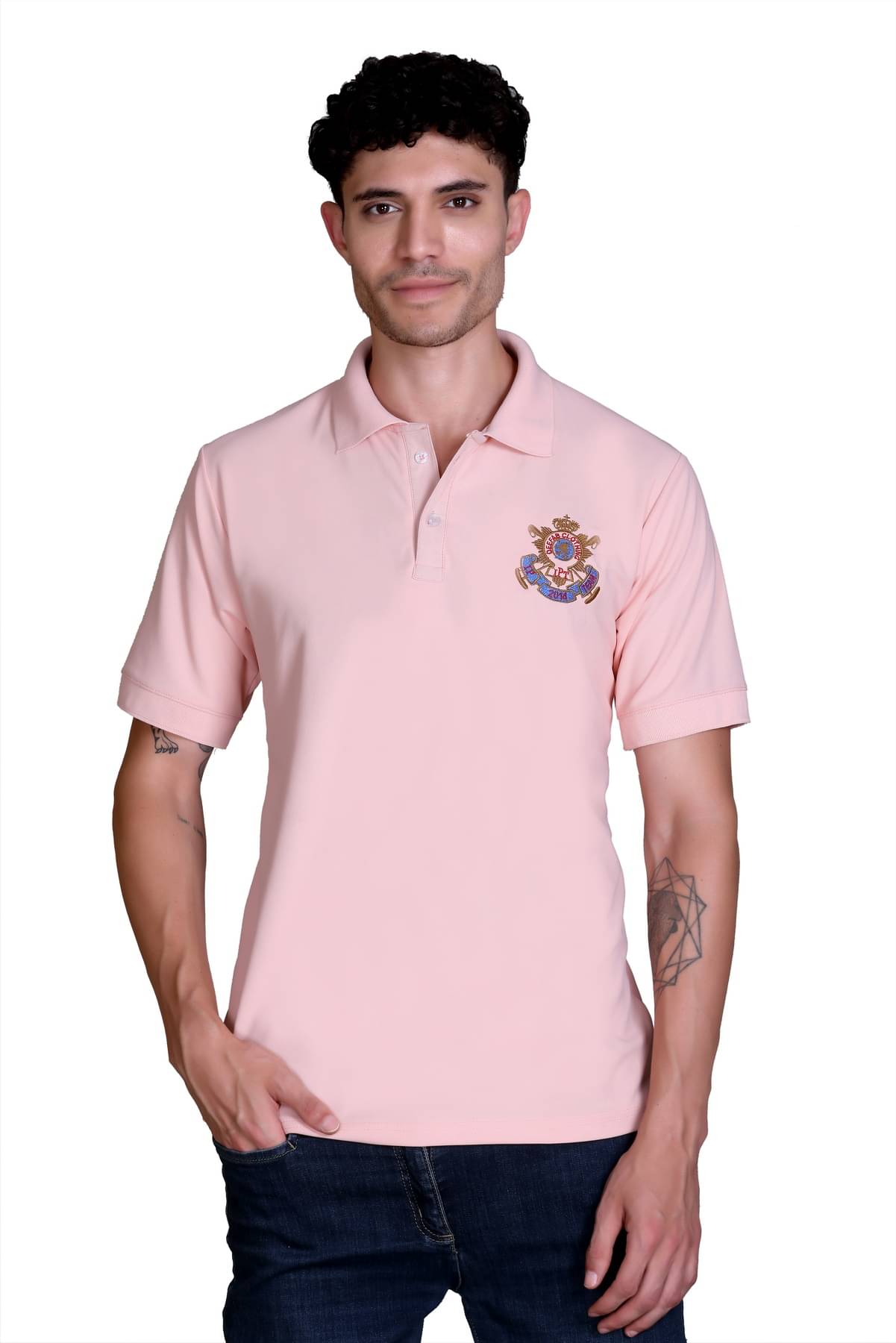 DeeFab Men Cotton Blend Regular Fit Printed Polo T-Shirt ( Peach ) DeeFab Men Cotton Blend Regular Fit Printed Polo T-Shirt ( Peach )