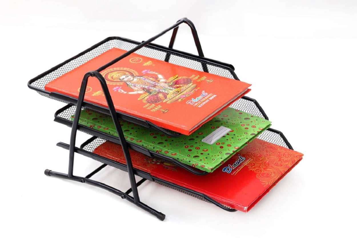 EIGHTEEN ENTERPRISE Multipurpose Metal 3 Tier File Rack Mesh Desk Organizer, Letter Tray A4 Papers Documents Holder Desk Organizer for Office and Home Use EIGHTEEN ENTERPRISE Multipurpose Metal 3 Tier File Rack Mesh Desk Organizer, Letter Tray A4 Papers Documents Holder Desk Organizer for Office and Home Use