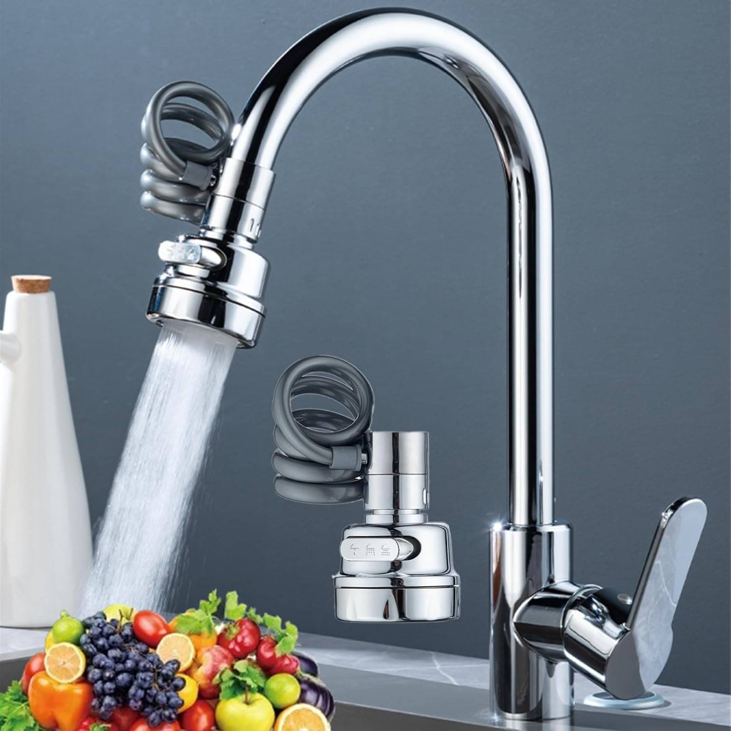     			Expandable switch Faucet Sink Sprayer Attachment for home, wash basin, bathroom Faucet Extender Aerator with Stretchable Hose Water Saving Sink Sprayer, 3 Water Outlet Modes (1)