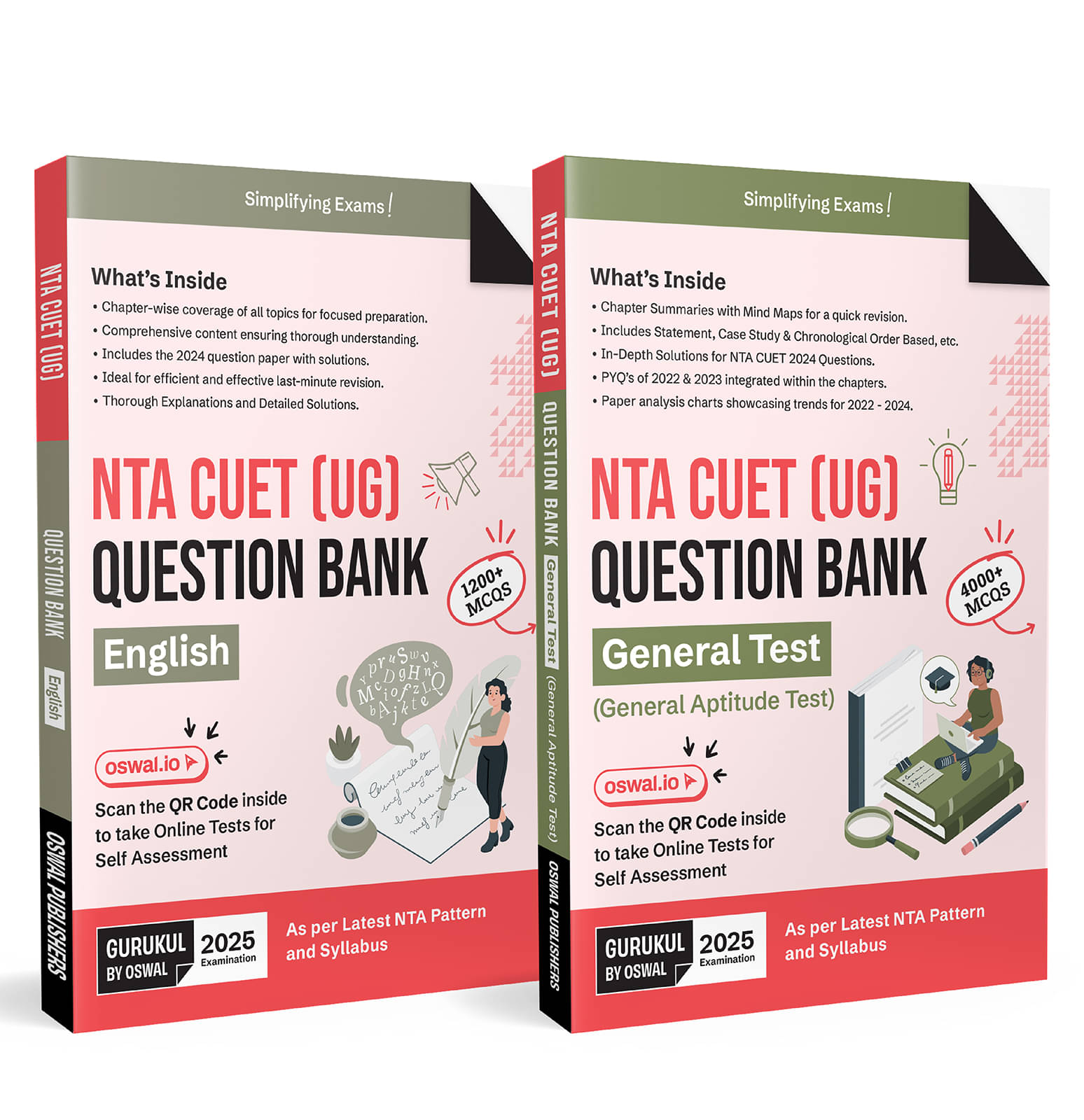     			Gurukul By Oswal NTA CUET Question Bank Bundles (Set of 2) Exam 2025 : English & General Test (MCQs, Mind Maps, 2024 Solved Paper, 2022-24 Paper Analy