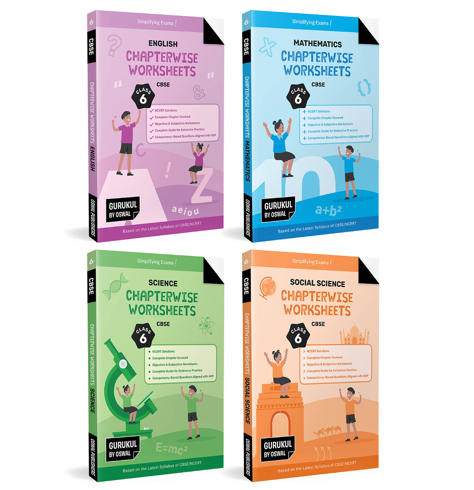     			Gurukul by Oswal Chapterwise Worksheets CBSE Class 6 Bundles (Set of 4) Exam 2026 : Maths, Science, Social Science, English, NCERT Solutions, Competen